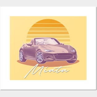 Mazda Miata / Retro Style Sunset Design Posters and Art